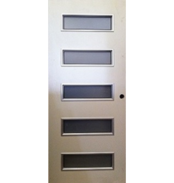 Puerta Acero Lisa (4 Vitrales Horizontales)